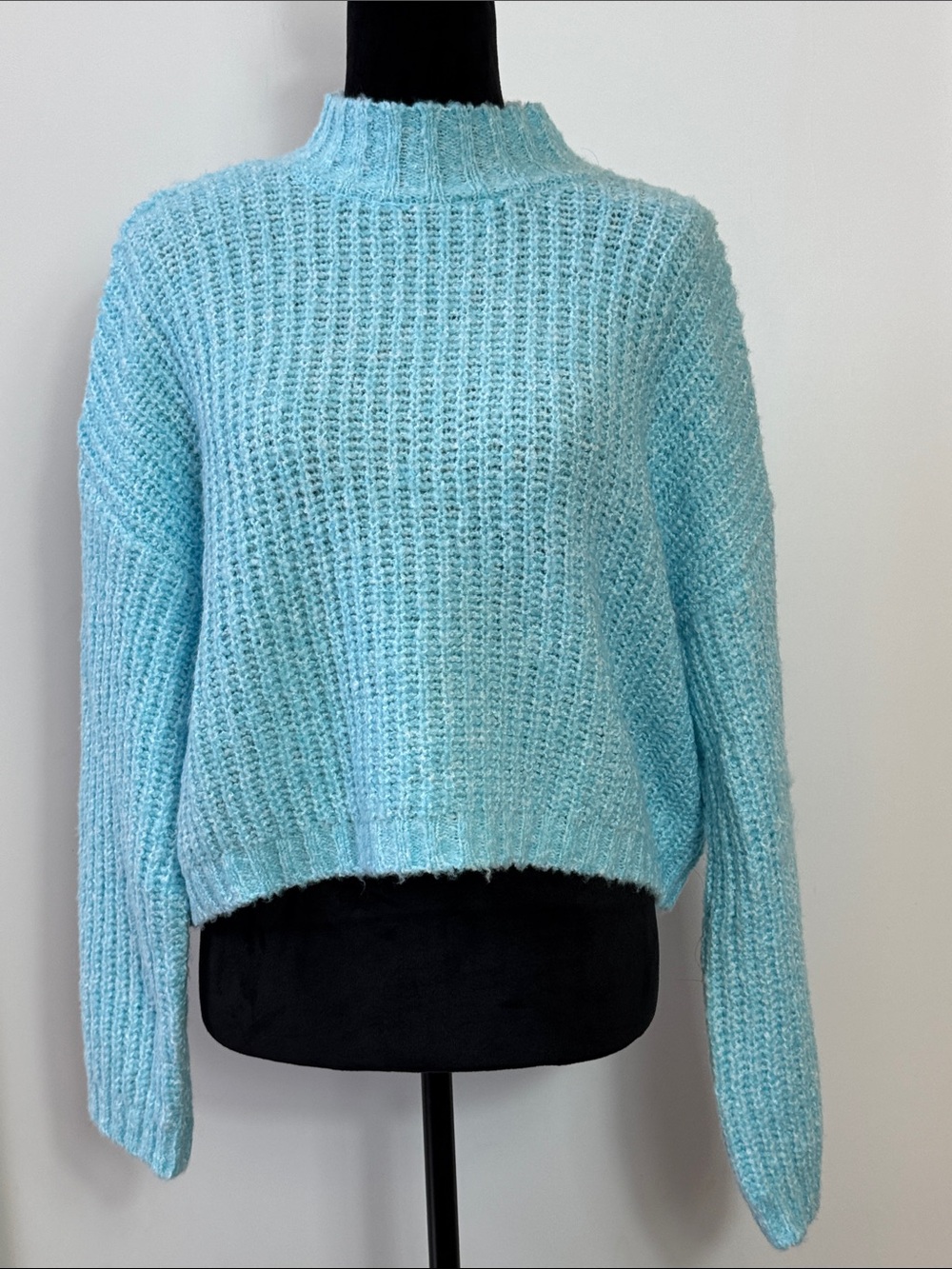 Sincerely Jules Cozy Cropped Mock Neck Sweater - Light Blue